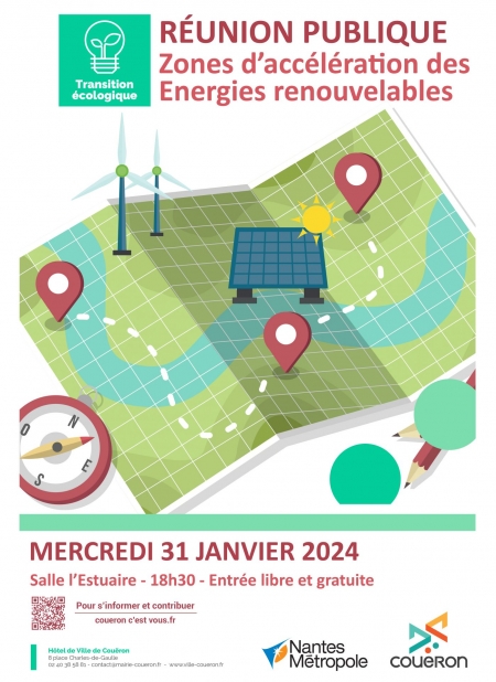 Réunion publique sur les zones d'accélération des énergies renouvelables du 31 janvier 2024, à 18h30, salle l'Estuaire