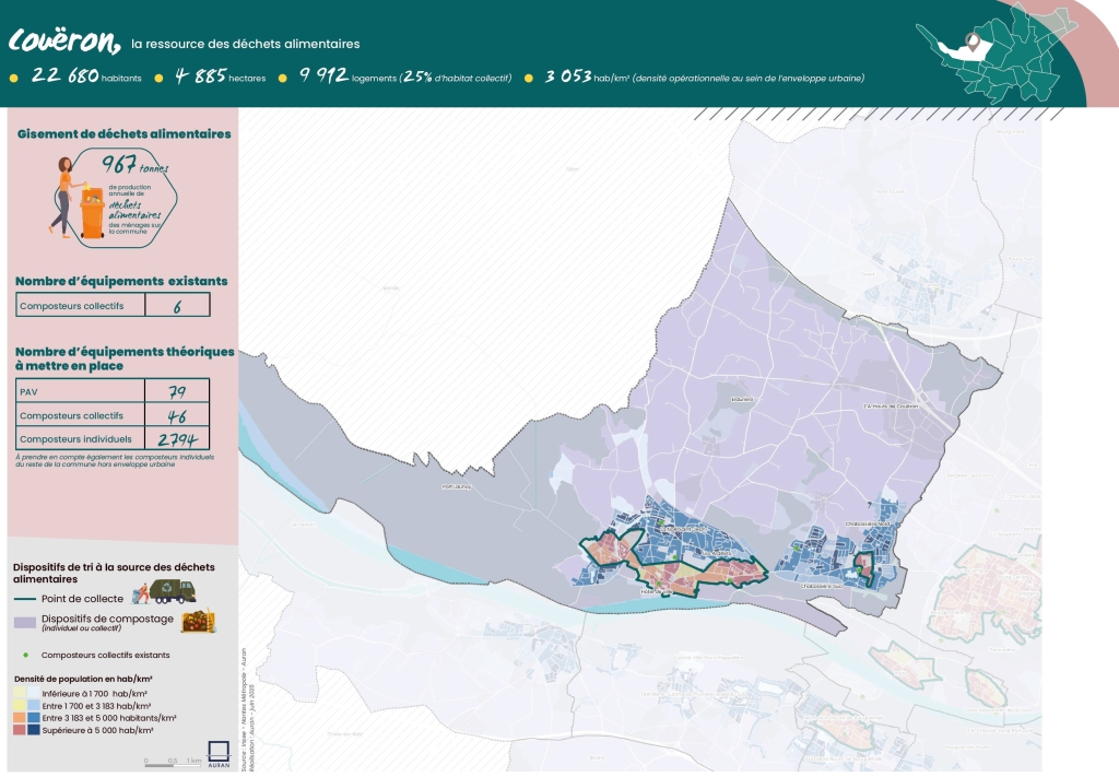 Carte des dispositifs de tri à la source des déchets alimentaires à Couëron