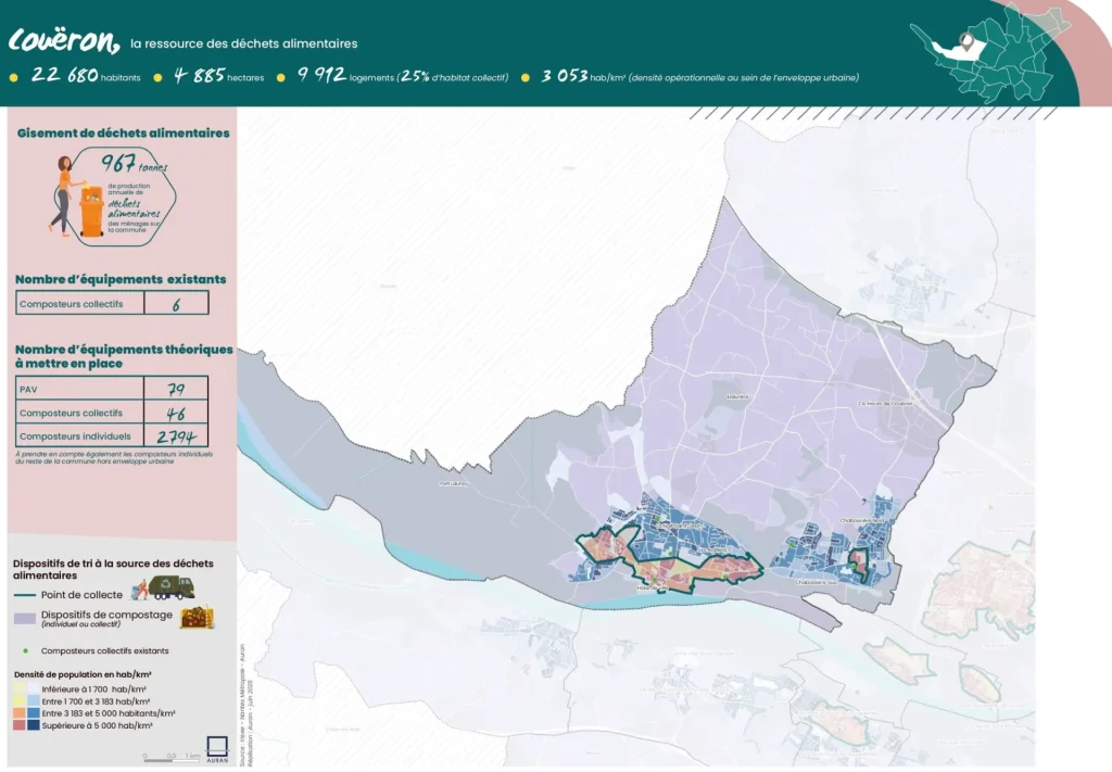 Carte des dispositifs de tri à la source des déchets alimentaires à Couëron